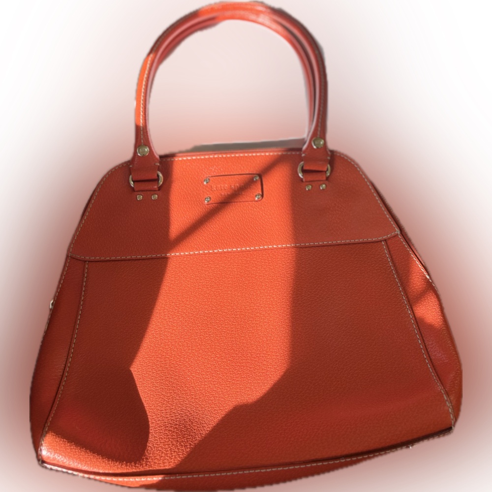 Authentic Kate Spade Pebbled Leather Bag – Poppy / Bright Orange-Red - Picture 3 of 8